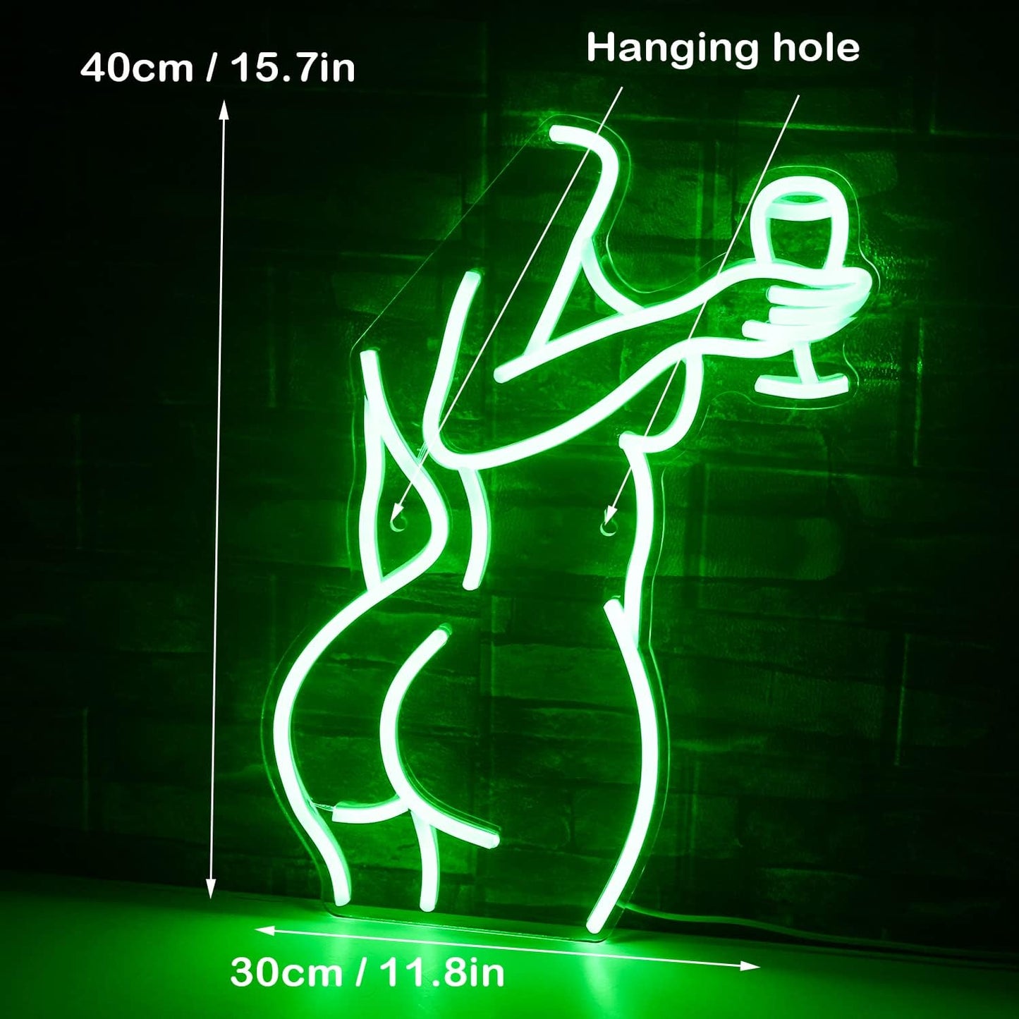Neonschild Green Lady Back, green lady back