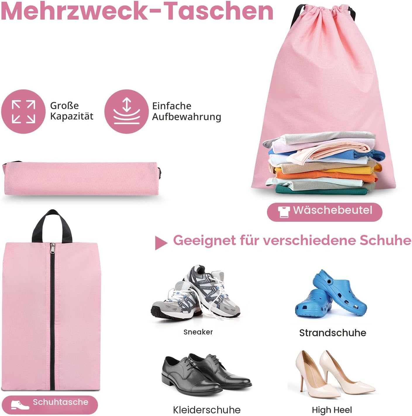 Kompressions-Packwürfel-Set, Pink 4 Set