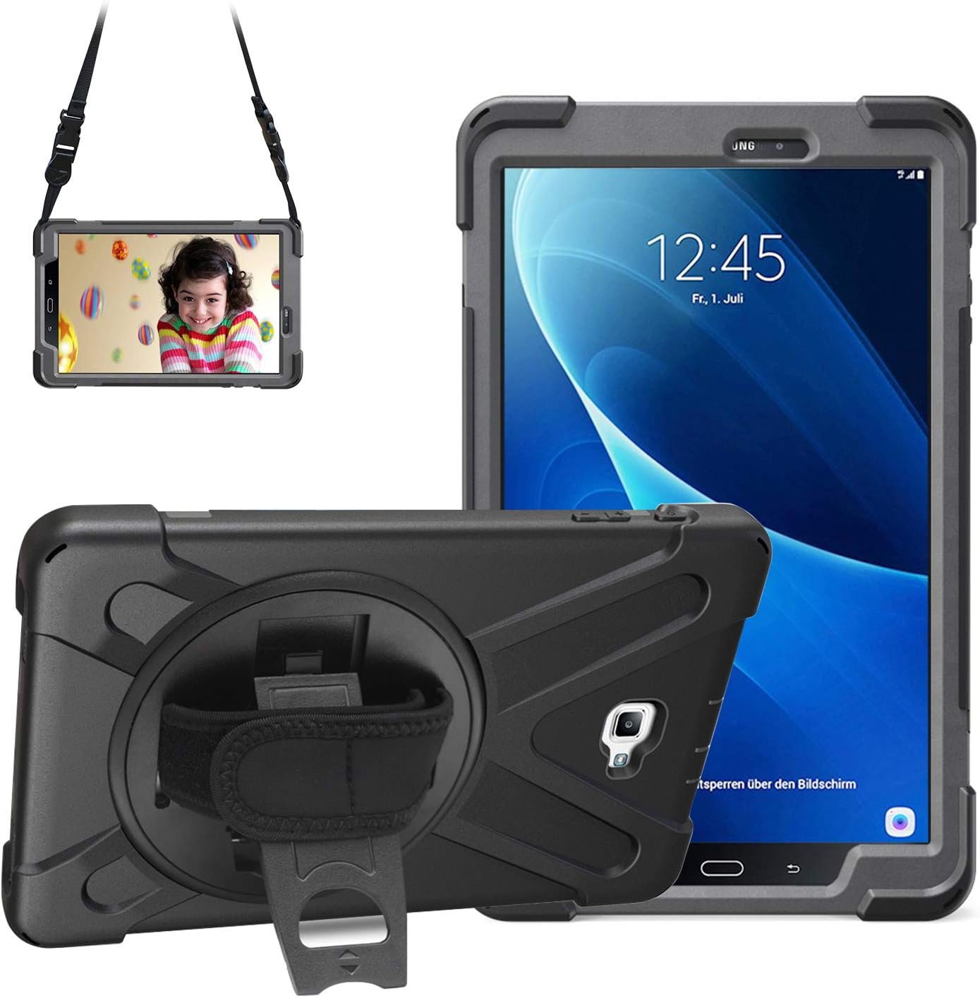 Stossfeste Schutzhülle für Galaxy Tab A6 (2016), T580/T585 Tab A 10.1 2016 Schwarz
