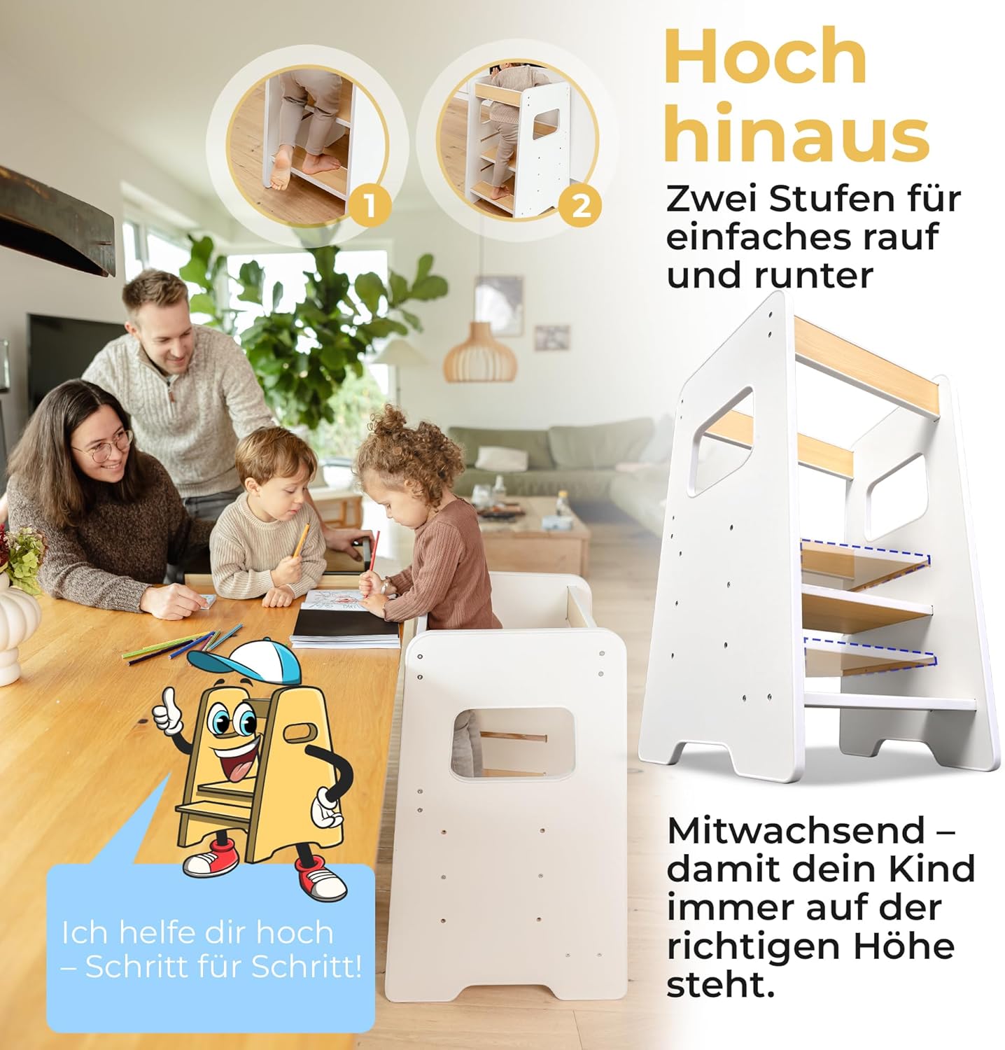 Lernturm mit Aktivitätskarten für Kinder, Weiss
