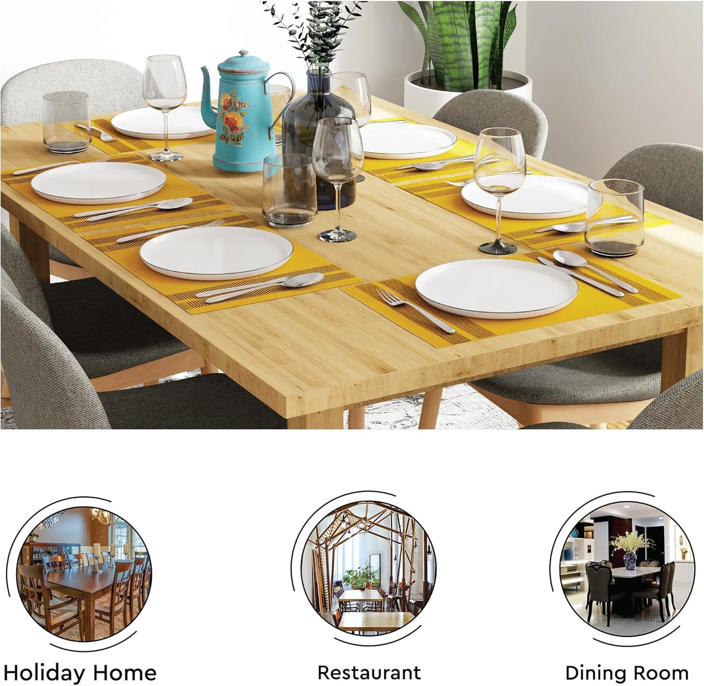 Platzsets Esstisch-Set (6 Stück), 46x32 cm (Set of 6) Leiter Gelb