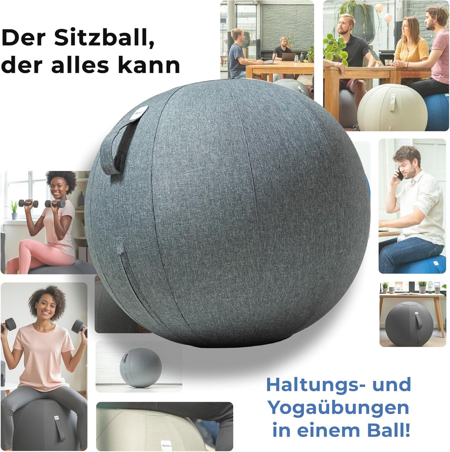 Ergonomischer Sitzball für Büro & Home Office (55 cm), 55 cm Dark Gray
