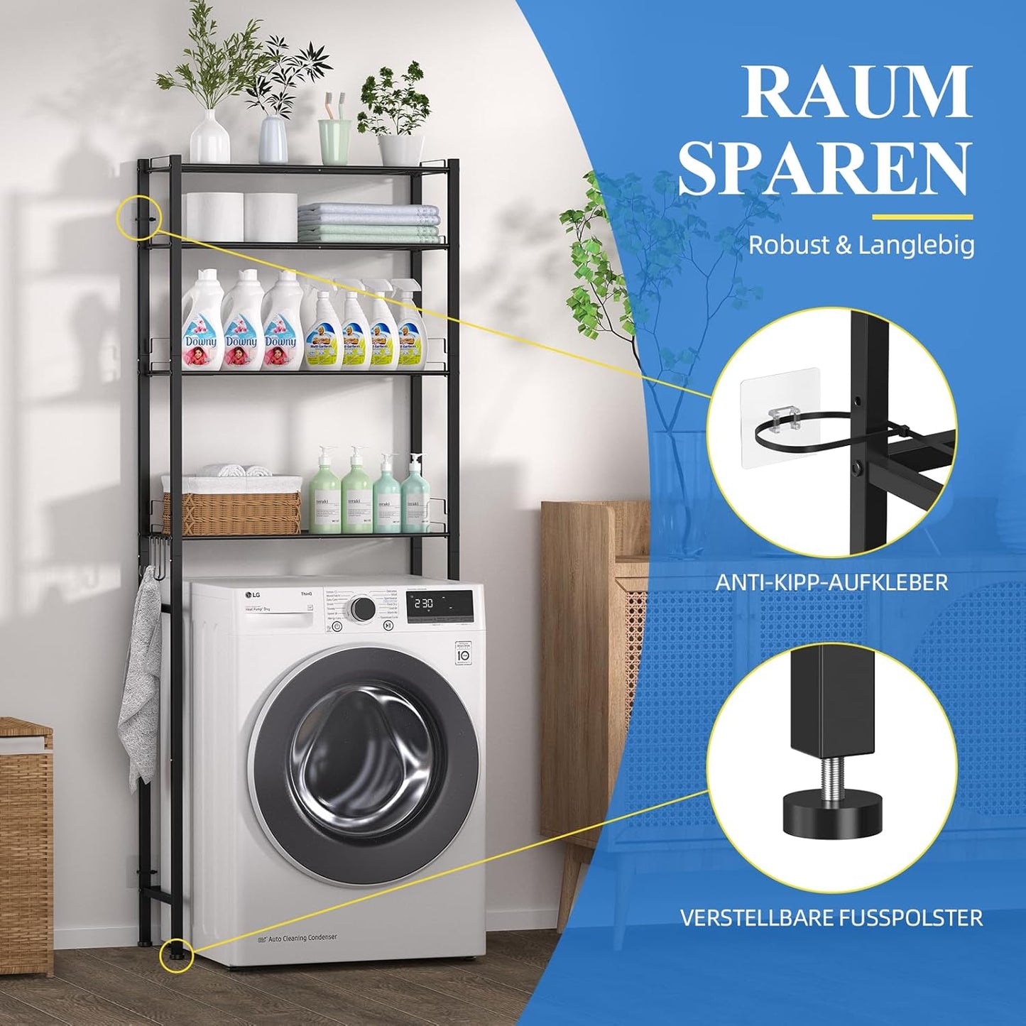 Waschmaschinenregal Überbauschrank 4 Ebenen
