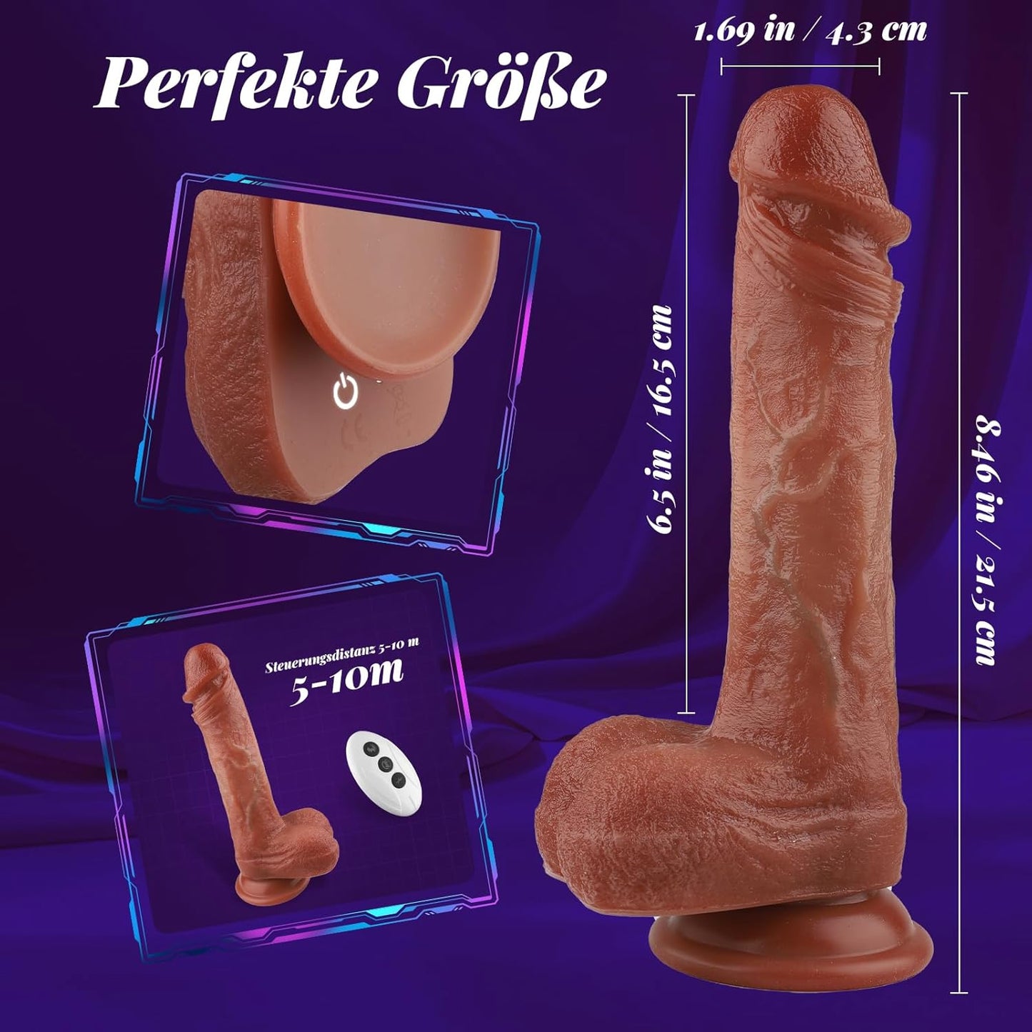 Dildo mit 9 Funktionen und starkem Saugnapf