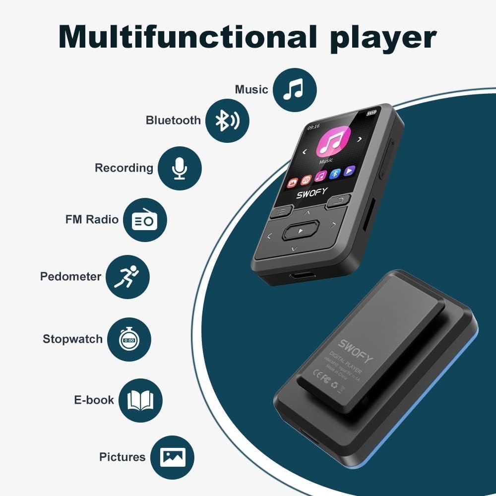 MP3 Player mit Sport Clip, Schwarz-32GB