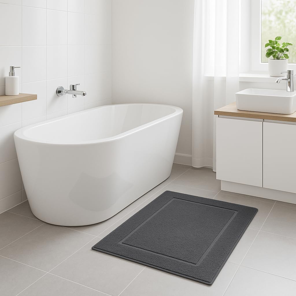 2er-Set Badematten, 50x70 cm, 2x Badvorleger Anthrazit