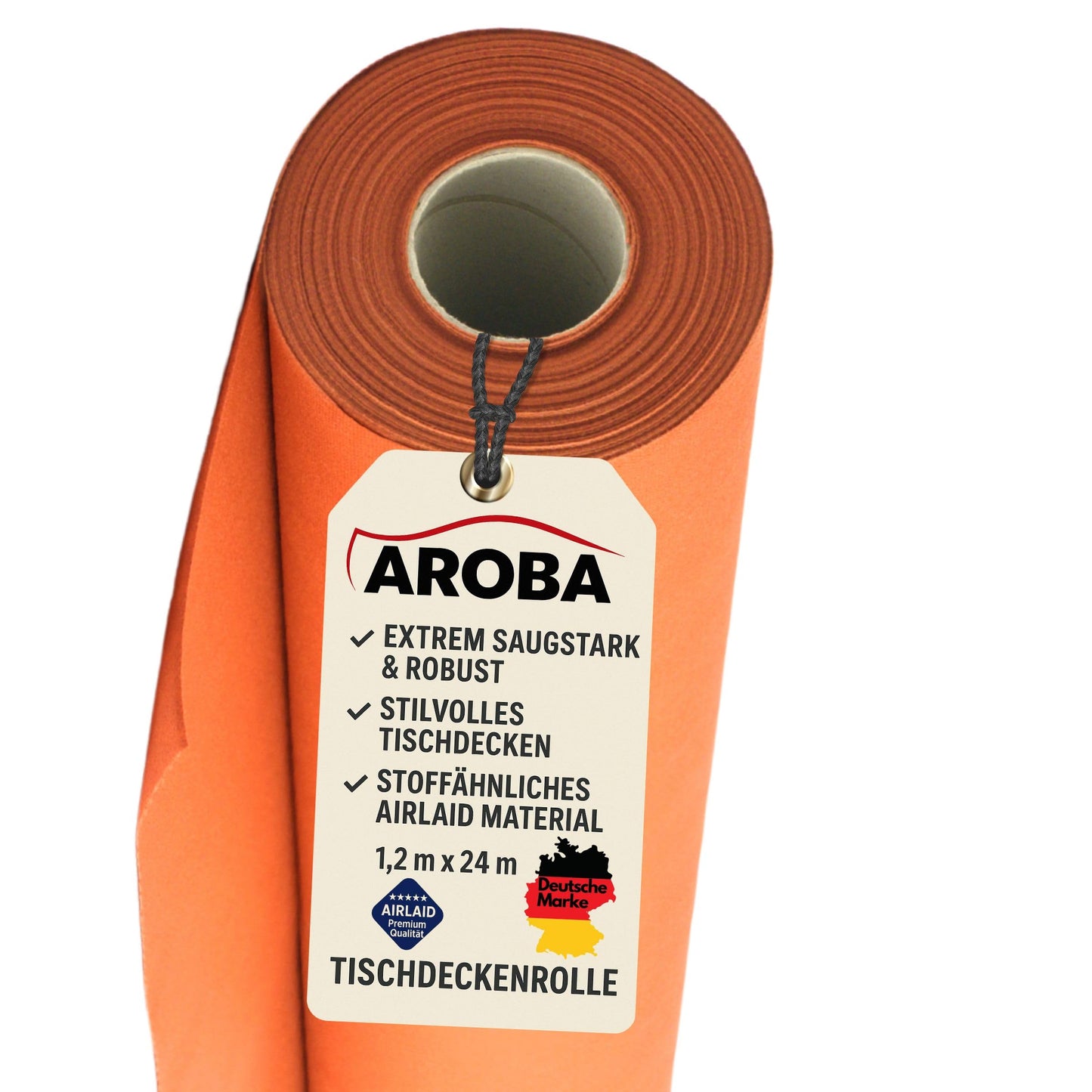 Airlaid Tischdeckenrolle, 2400 x 120 cm (Rechteckig) Orange
