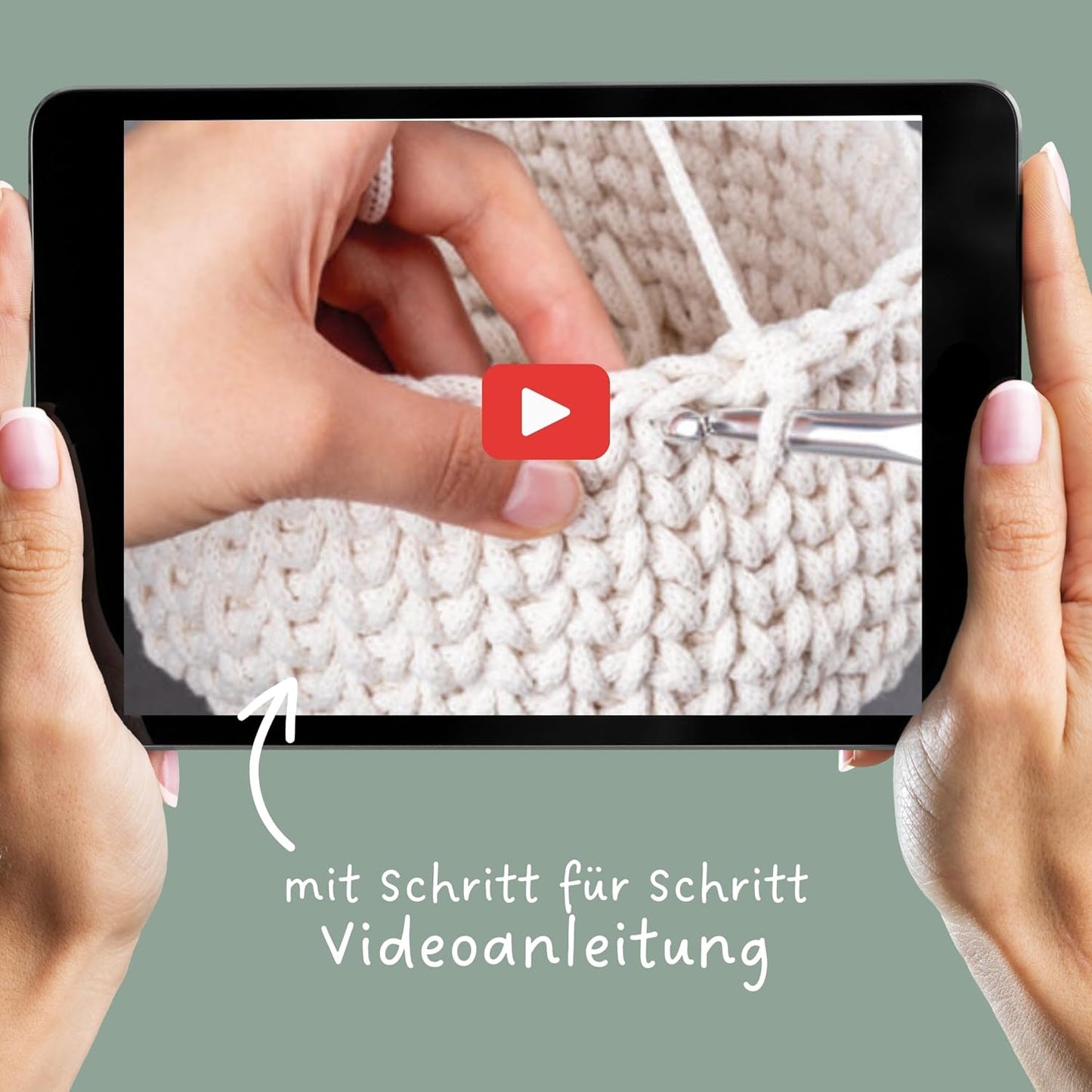 Häkelset für Anfänger mit Videoanleitung, Grau