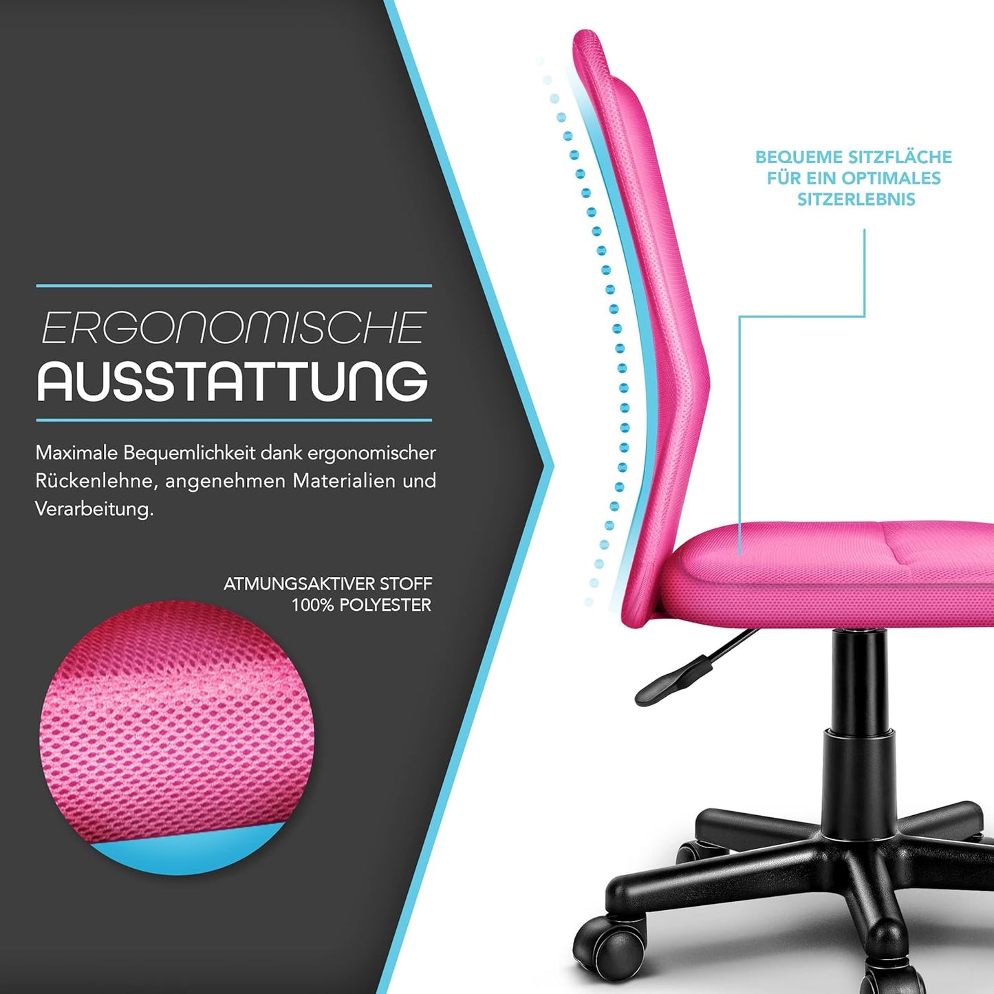 Schreibtischstuhl, Ohne Armlehnen, Rosa