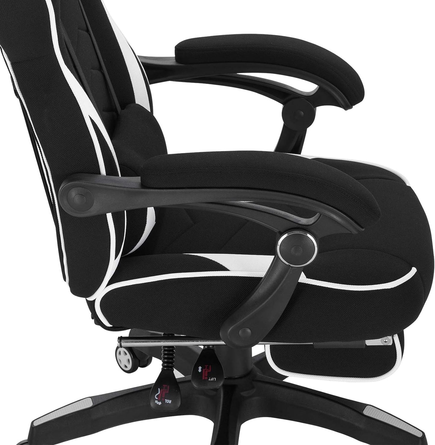 Gaming PC-Stuhl, Weiss ; Elastischer Stoff