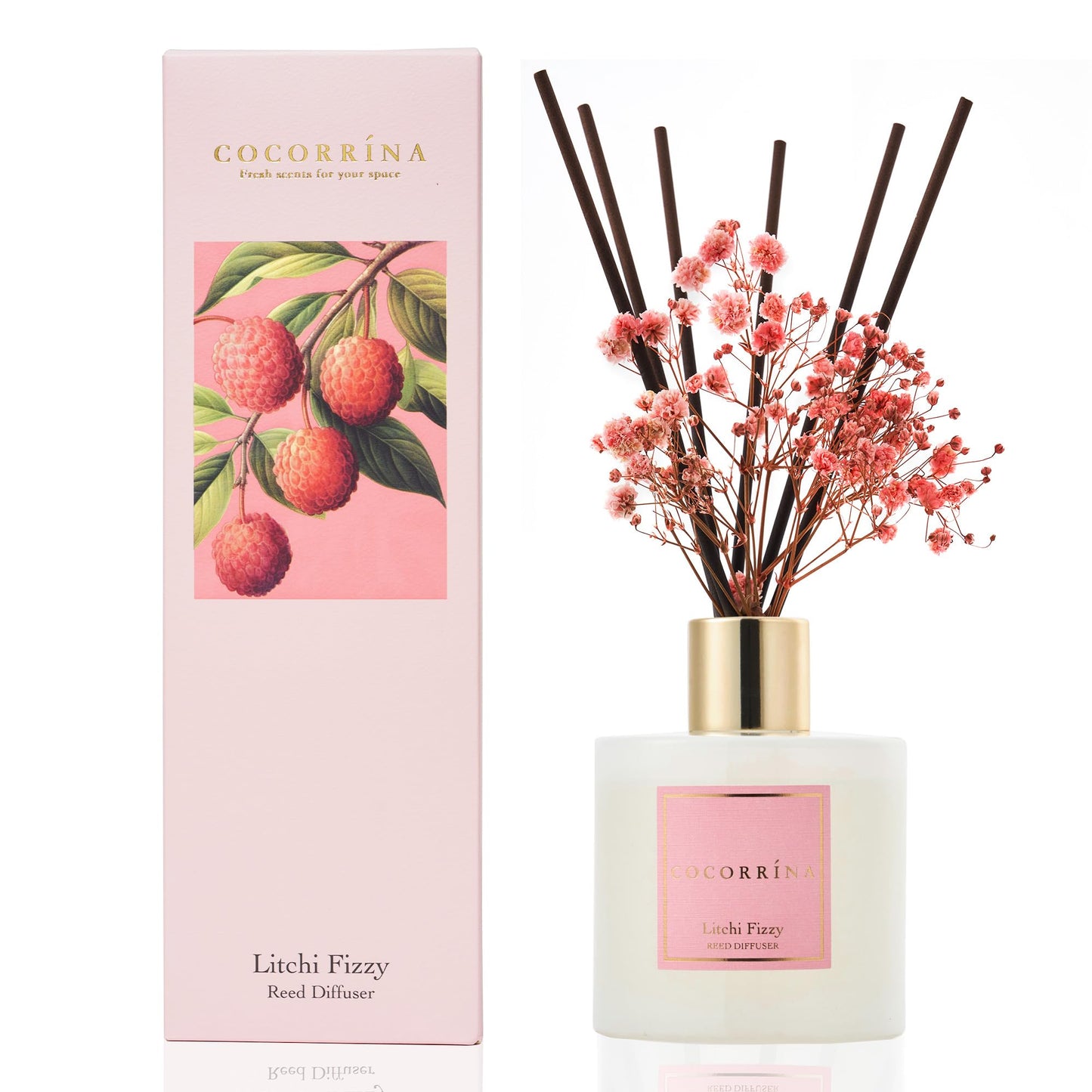 Raumduft Diffuser mit Duftstäbchen, Litchi Sprudel Raumduft/200ML/1 Stück