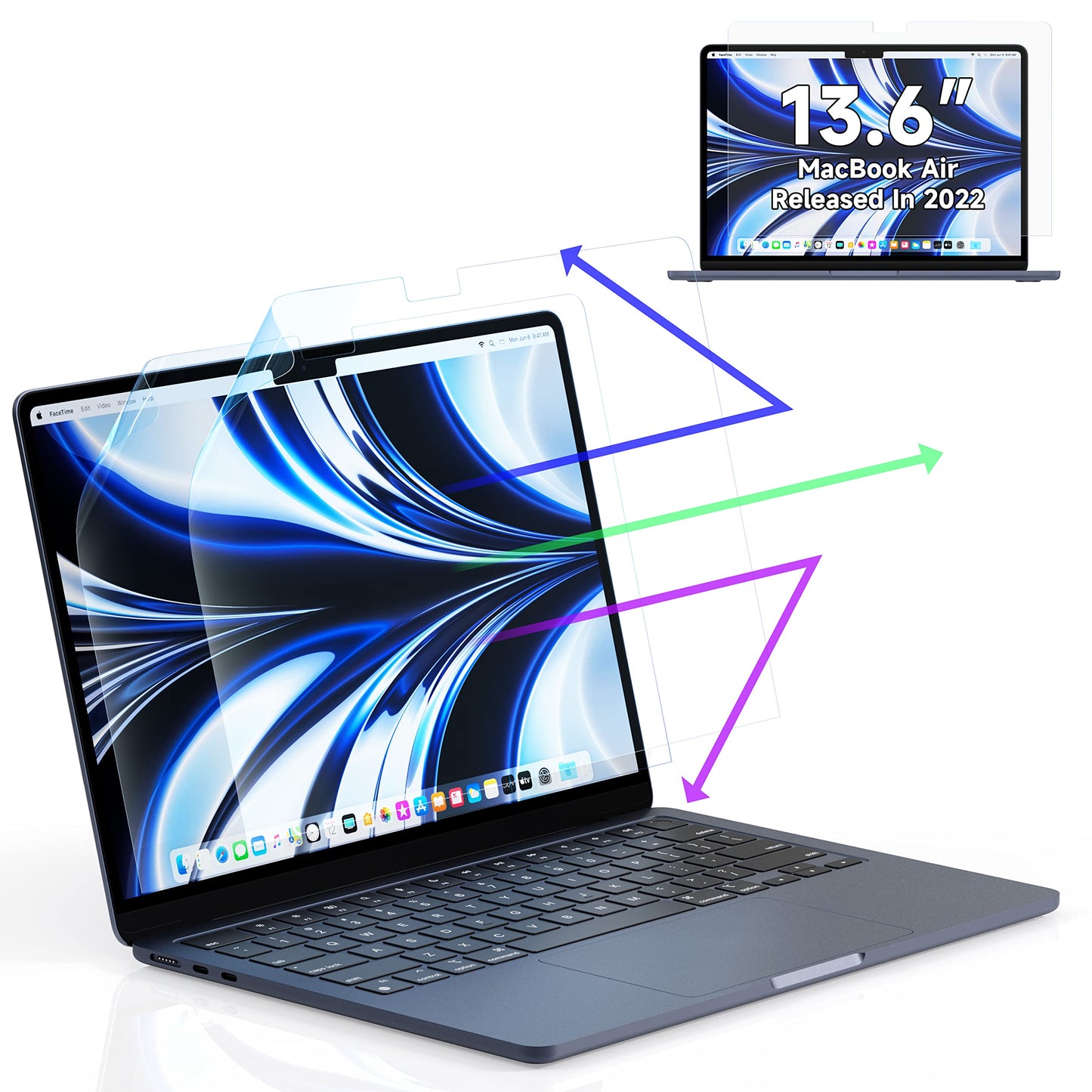 Displayschutzfolie für MacBook Air, Mac Air 13.6/13 Zoll(2022-2025)