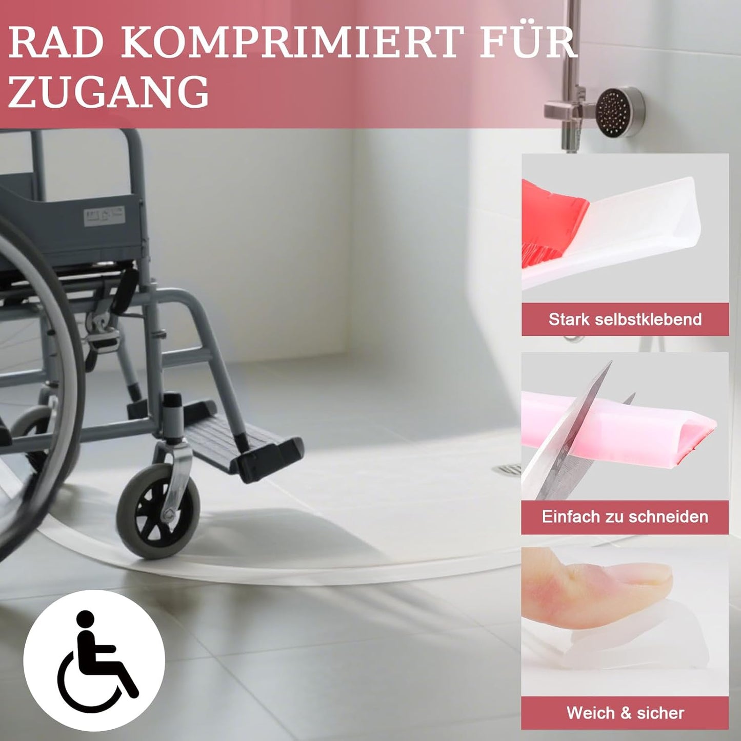 Schwallschutzleiste Dusche selbstklebend 100cm, 100cm Transparent