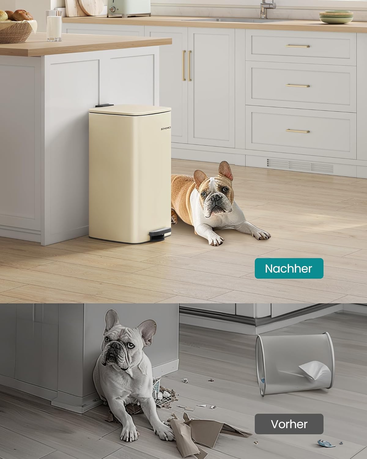 Tretmülleimer mit Softclose, sandbeige 30 L