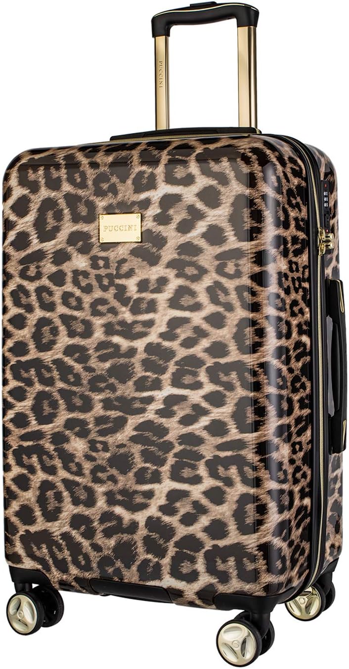 3-teiliges Hartschalen-Kofferset, Leopard Beige 6 Set: Gross + Mittelgross + Kabinenkoffer