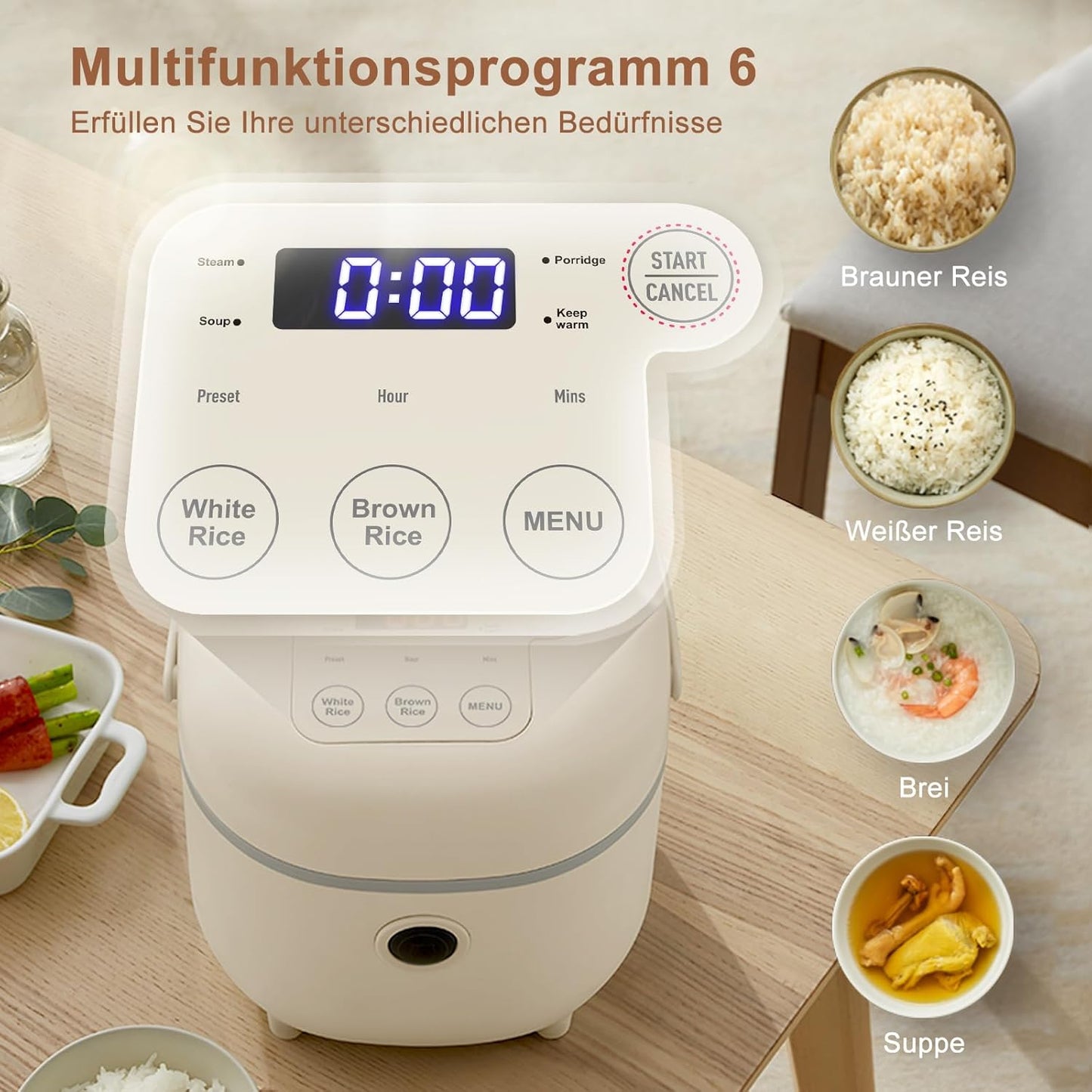 Reiskocher ‎mit Dampfgarer-Funktion, 2L
