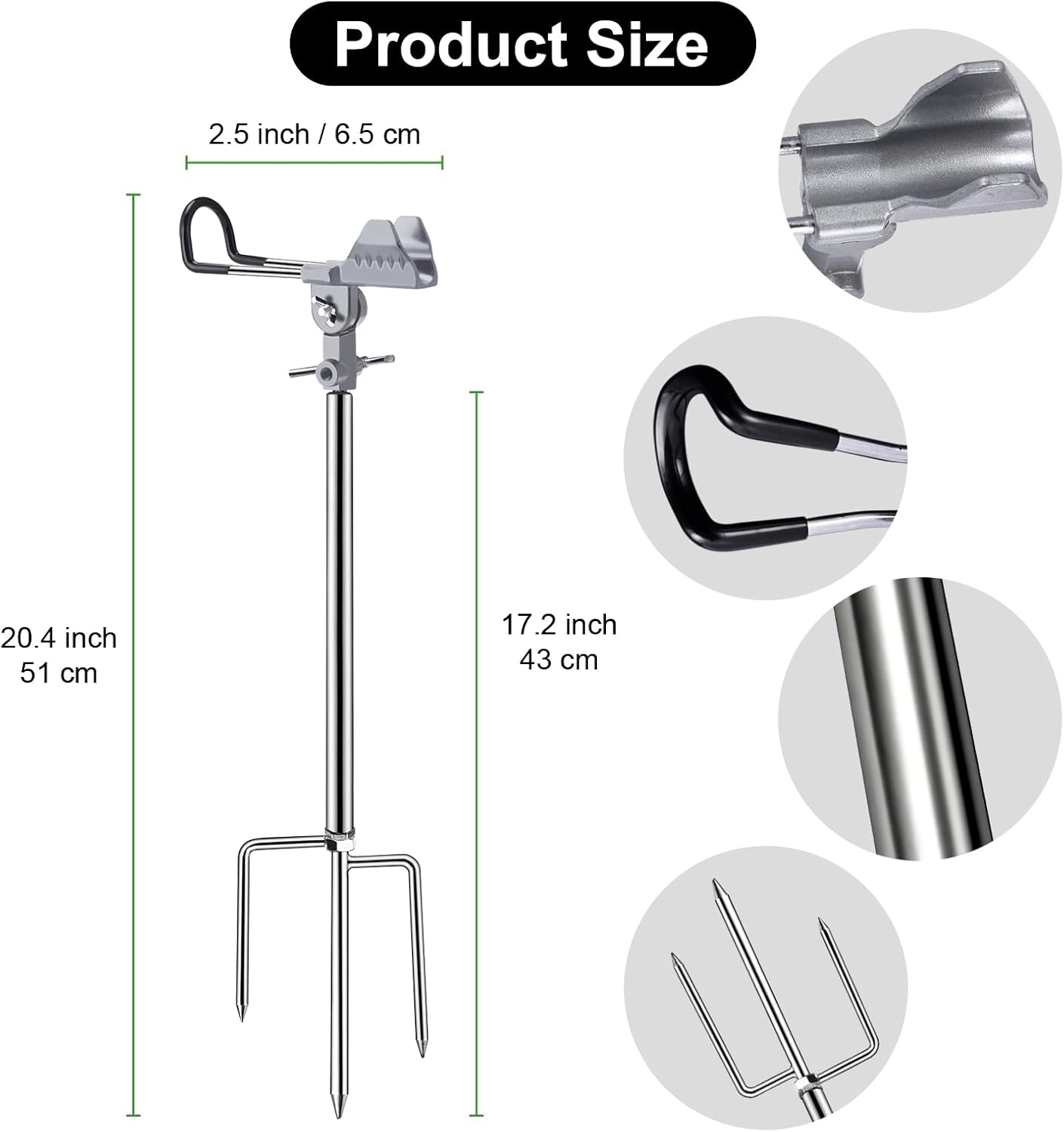 2er Angelrutenhalter-Set, 360° verstellbar, Silber
