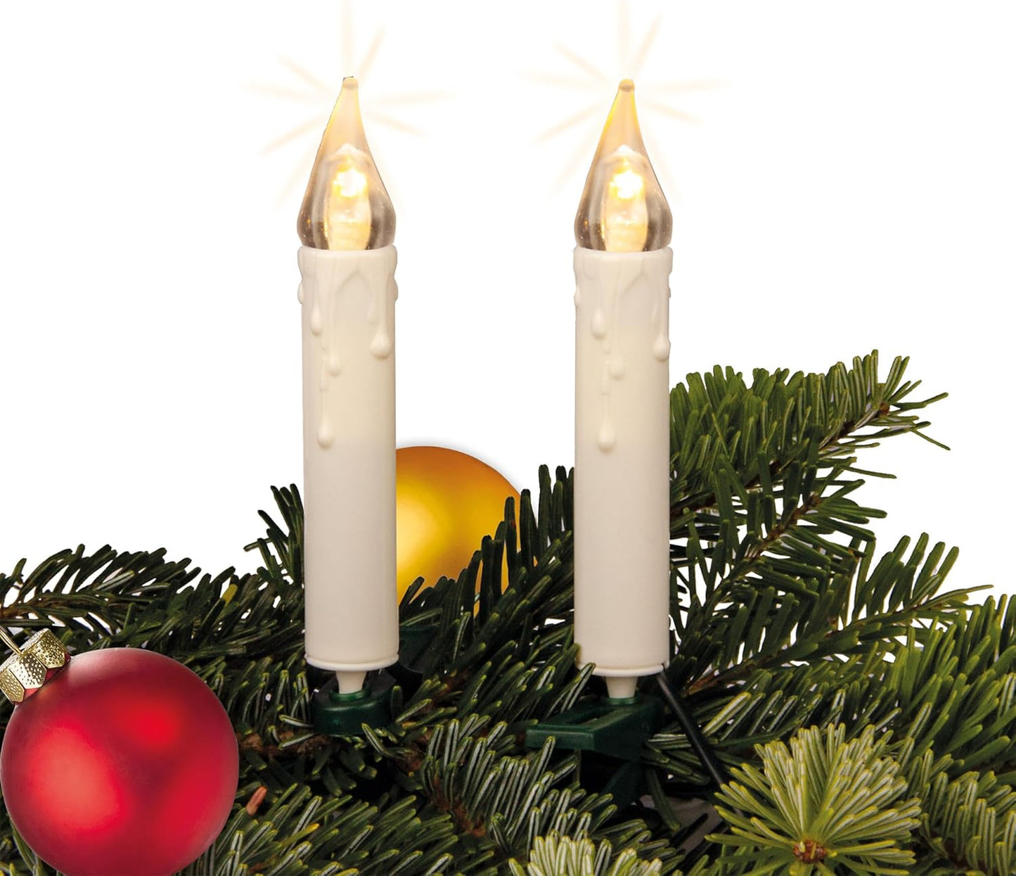 Kerzen-Lichterkette mit 45 Kerzen, Elfenbein 45 LED / 10,35m beleuchtet