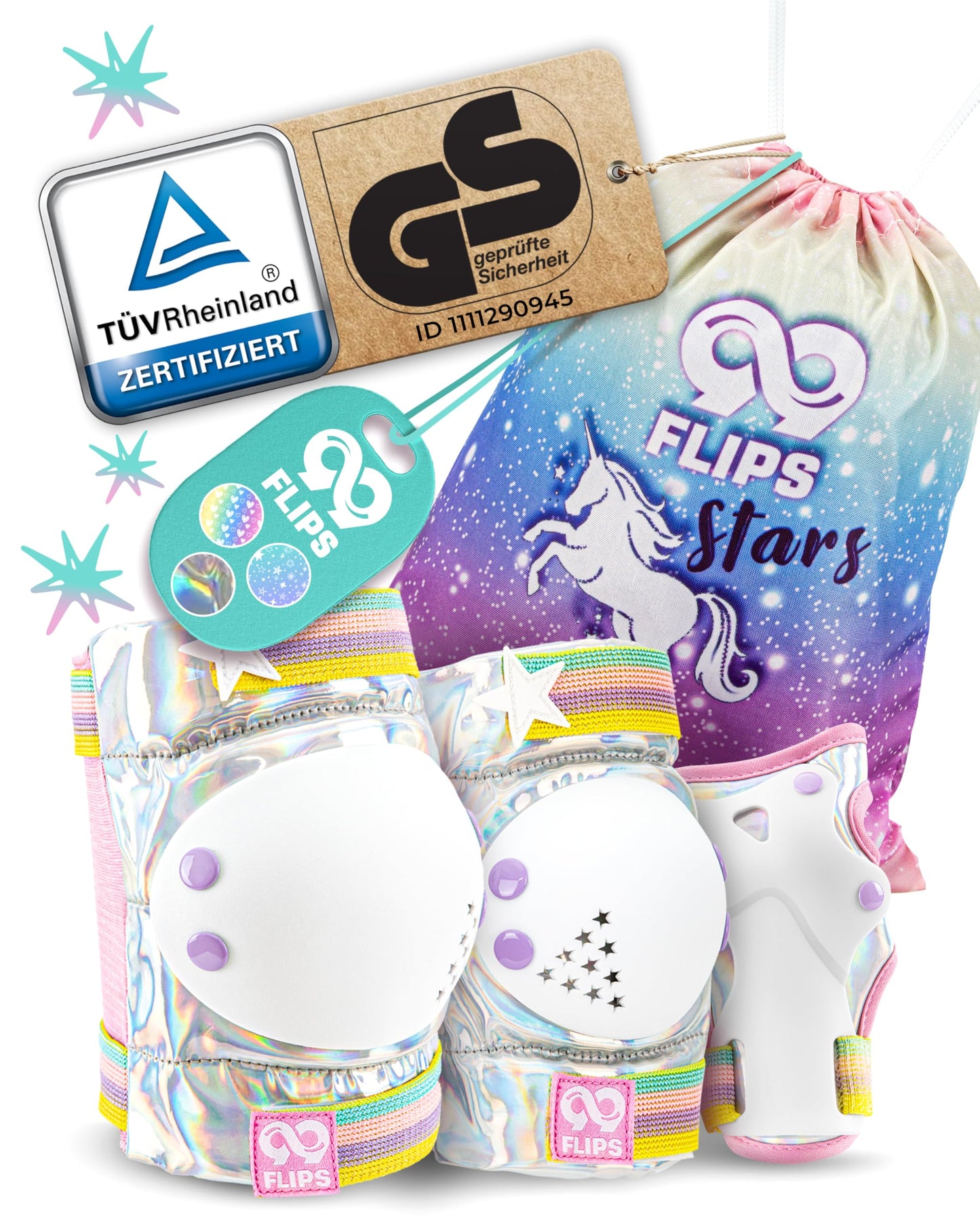 6-teiliges Inliner-Schoner-Set für Kinder, XS - 3-8 Jahre MAGIC SILVER