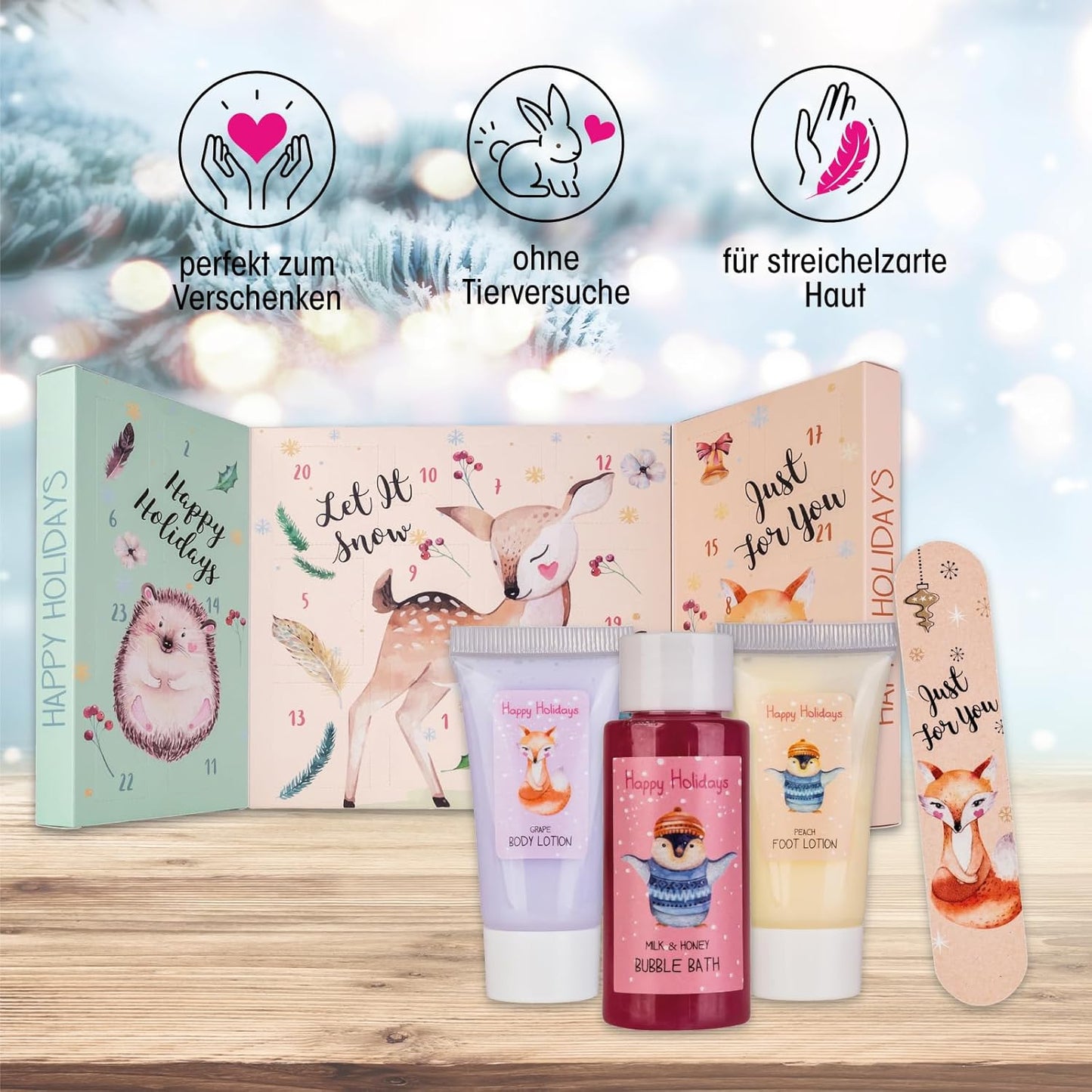 Schneemann & Fuchs Beauty-Adventskalender für Kinder, Schneemann & Fuchs