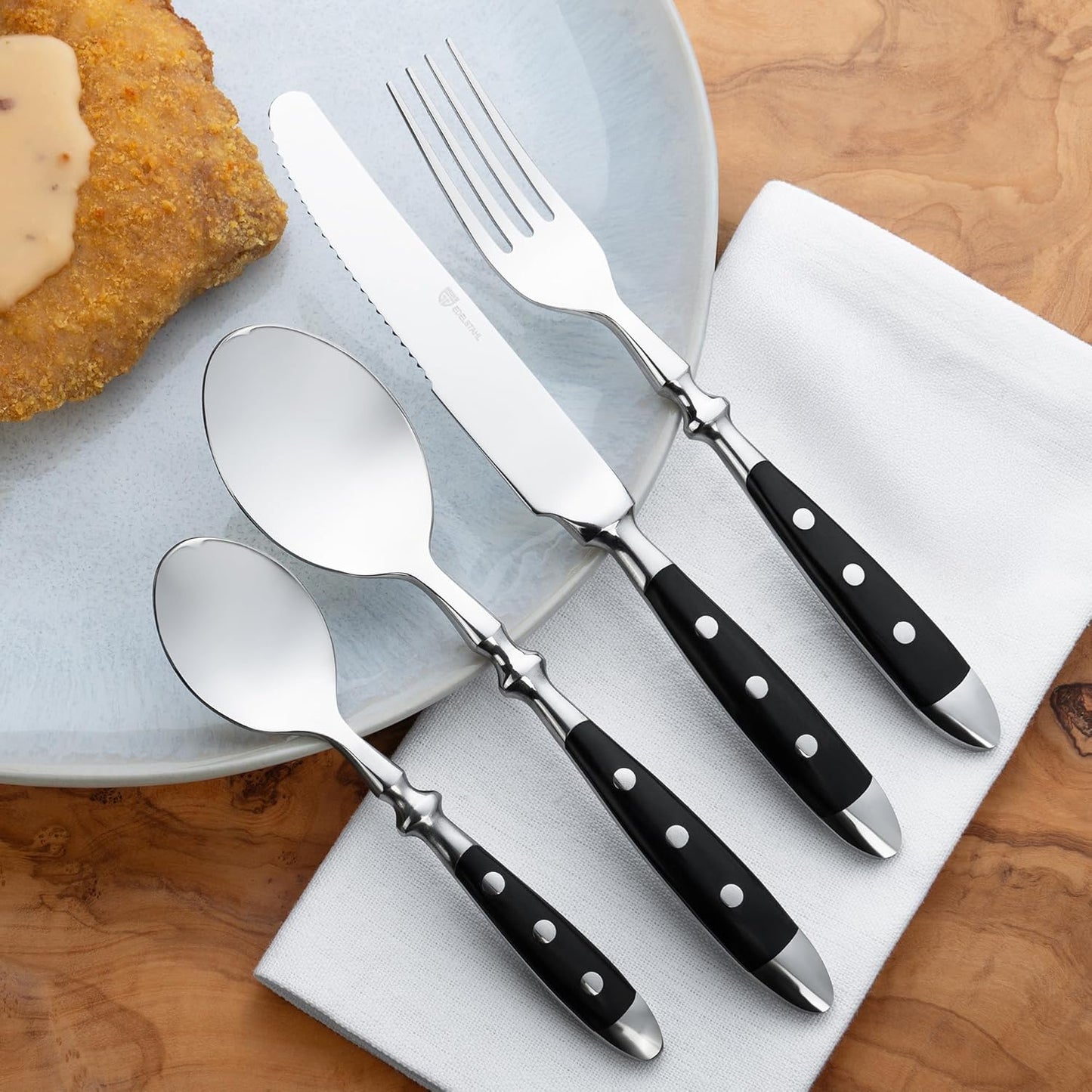 24-teiliges Tafelbesteck-Set, Schwarz Griffe 24-teilig | 6 Personen