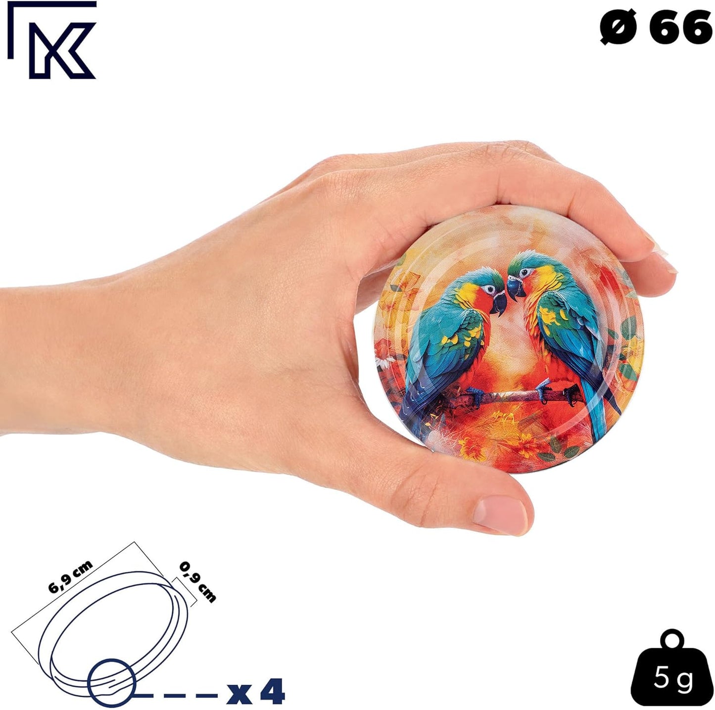 Einmachgläser-Set mit Schraubdeckel, 10 Stück Bunte Vögel
