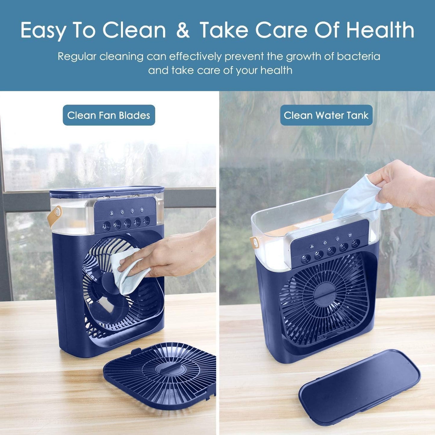 Tragbarer USB-Ventilator mit Luftbefeuchter