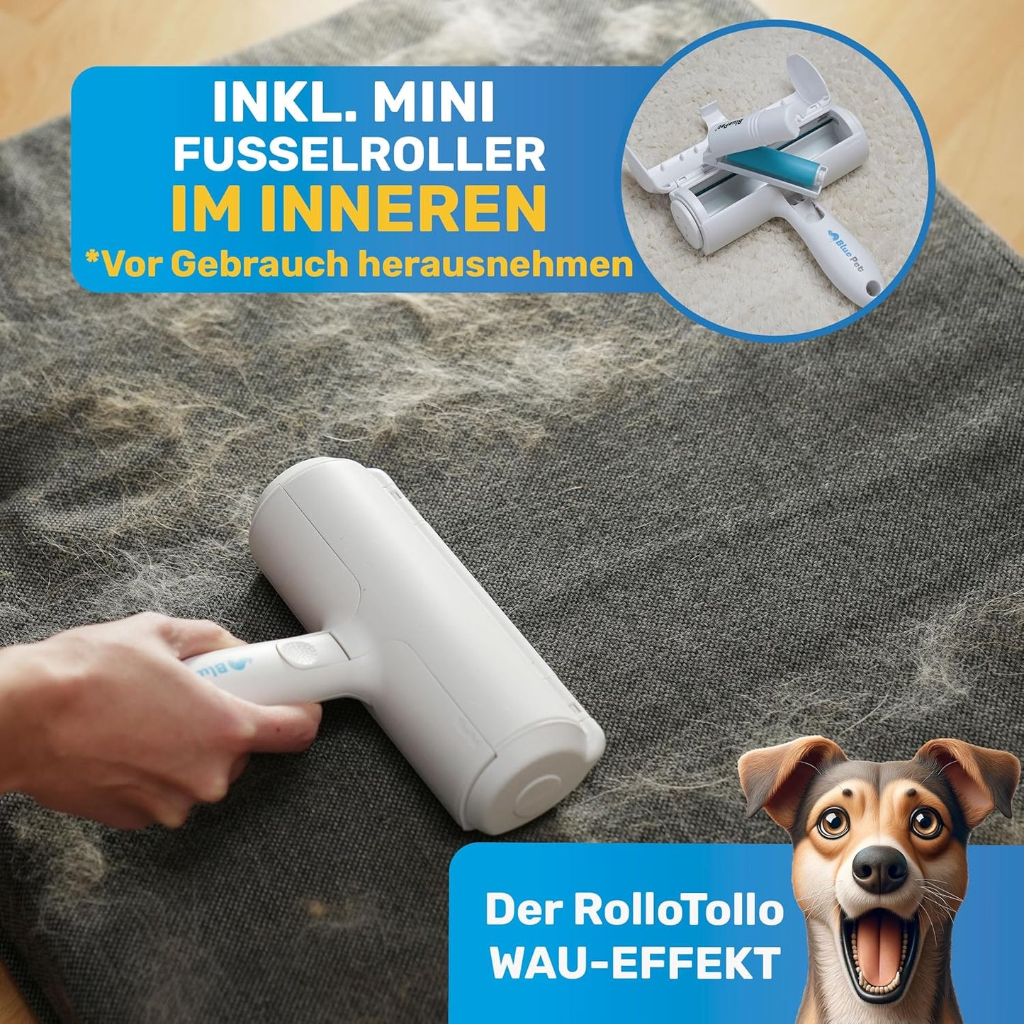 Fusselbürste für Tierhaare, BESTSELLER RolloTollo + Mini Fusselroller