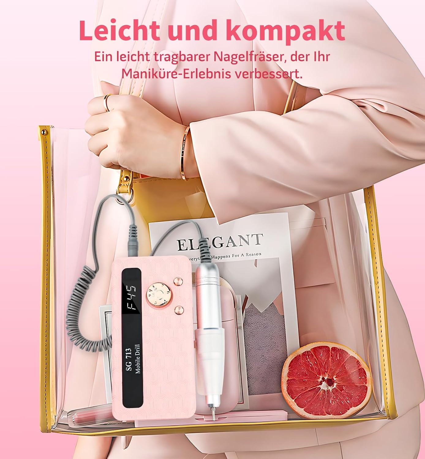 Elektrische Nagelfräse mit LED Display, 45000U/Min
