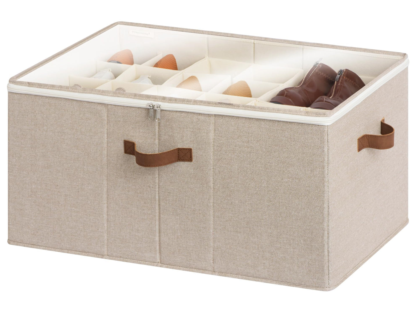 Faltbarer Schuh Organizer für Schrank (bis zu 24 Paar), Hellbraun 64 x 43 x 32 cm