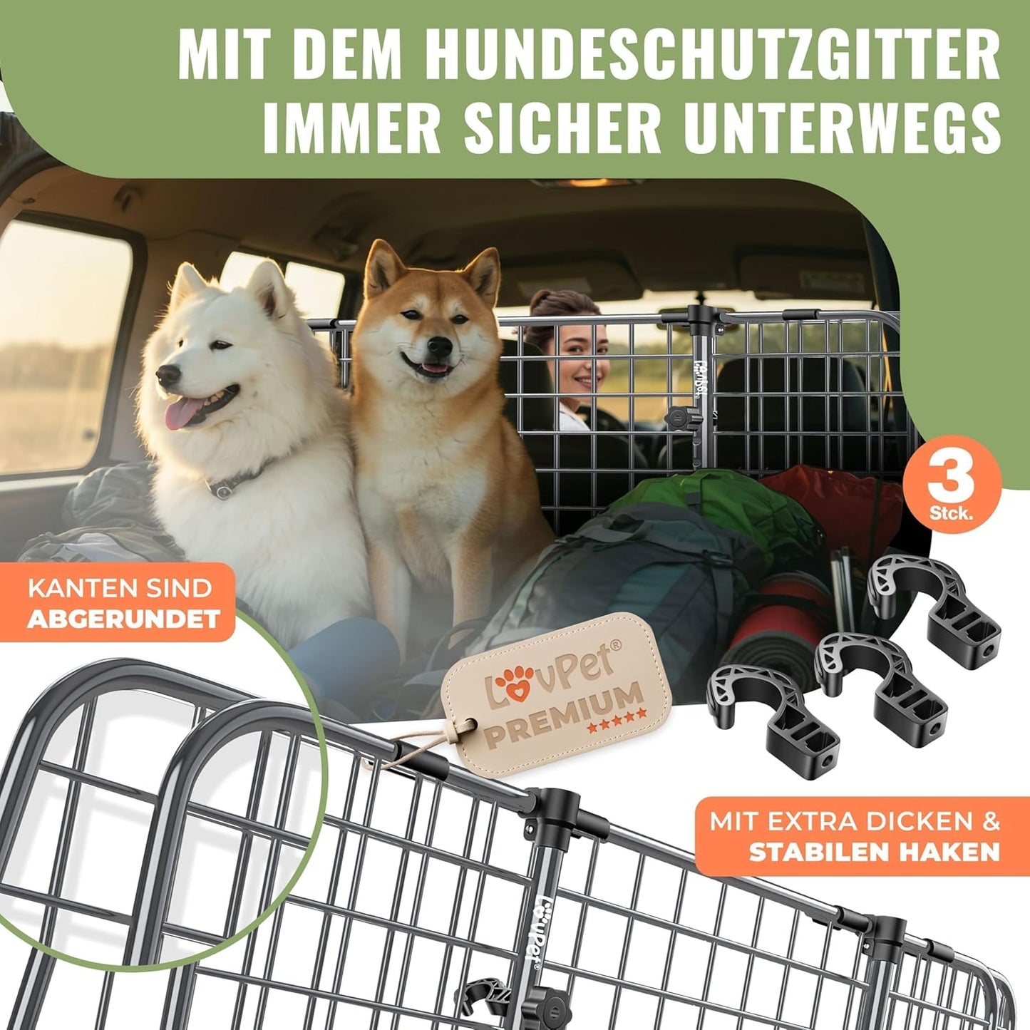 Hundegitter für Auto-Kofferraum, verstellbar, Anthrazit