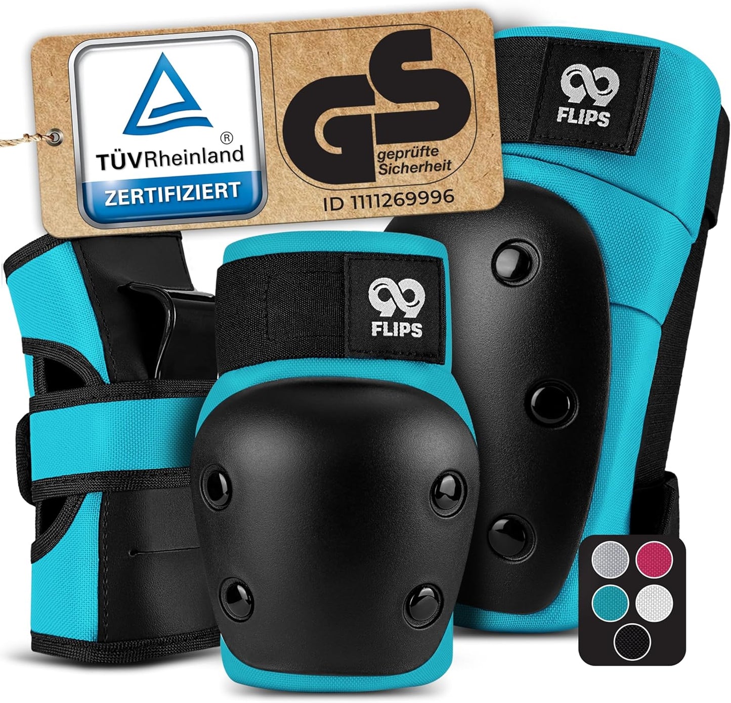 6-teiliges Protektoren-Set, LIGHT BLUE|M - Jugendliche ab 12 Jahren
