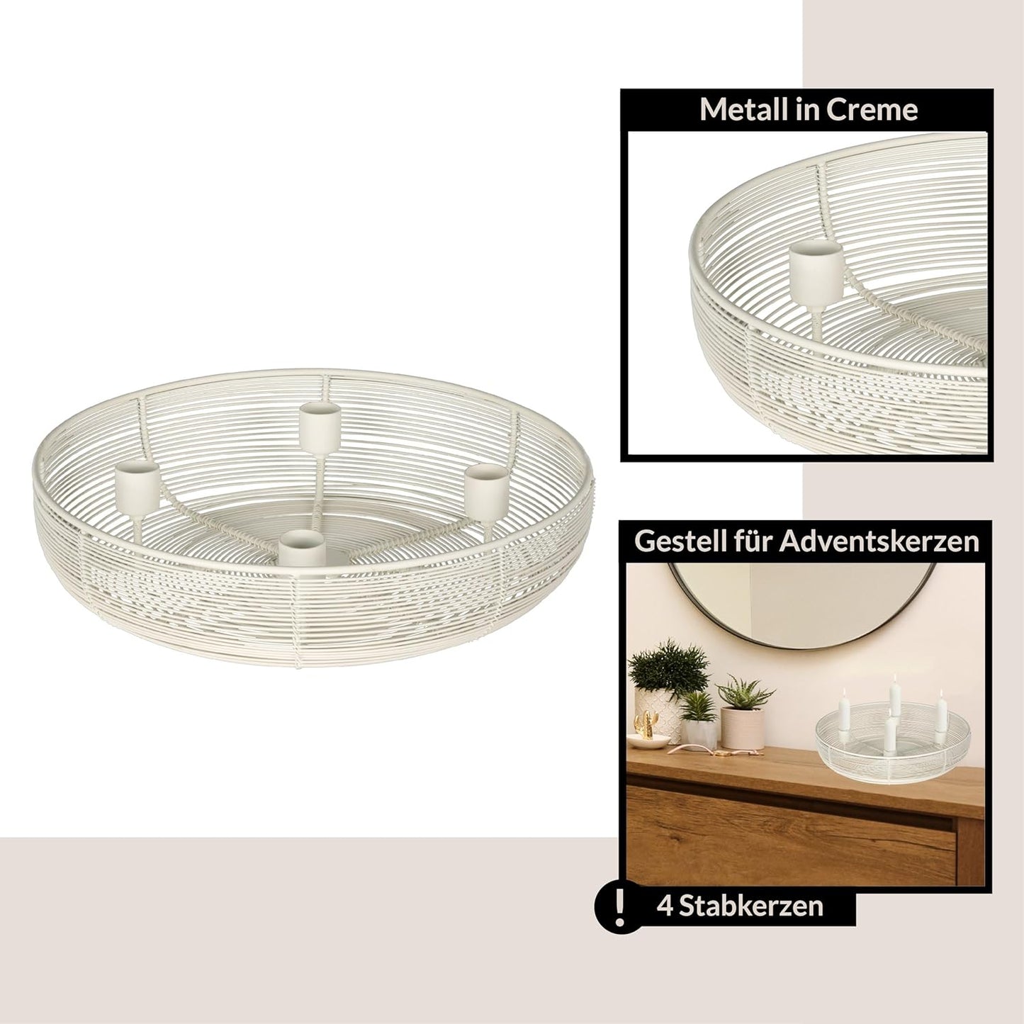 Hagony Adventskranz, Creme, ⌀ 30,5 Cm