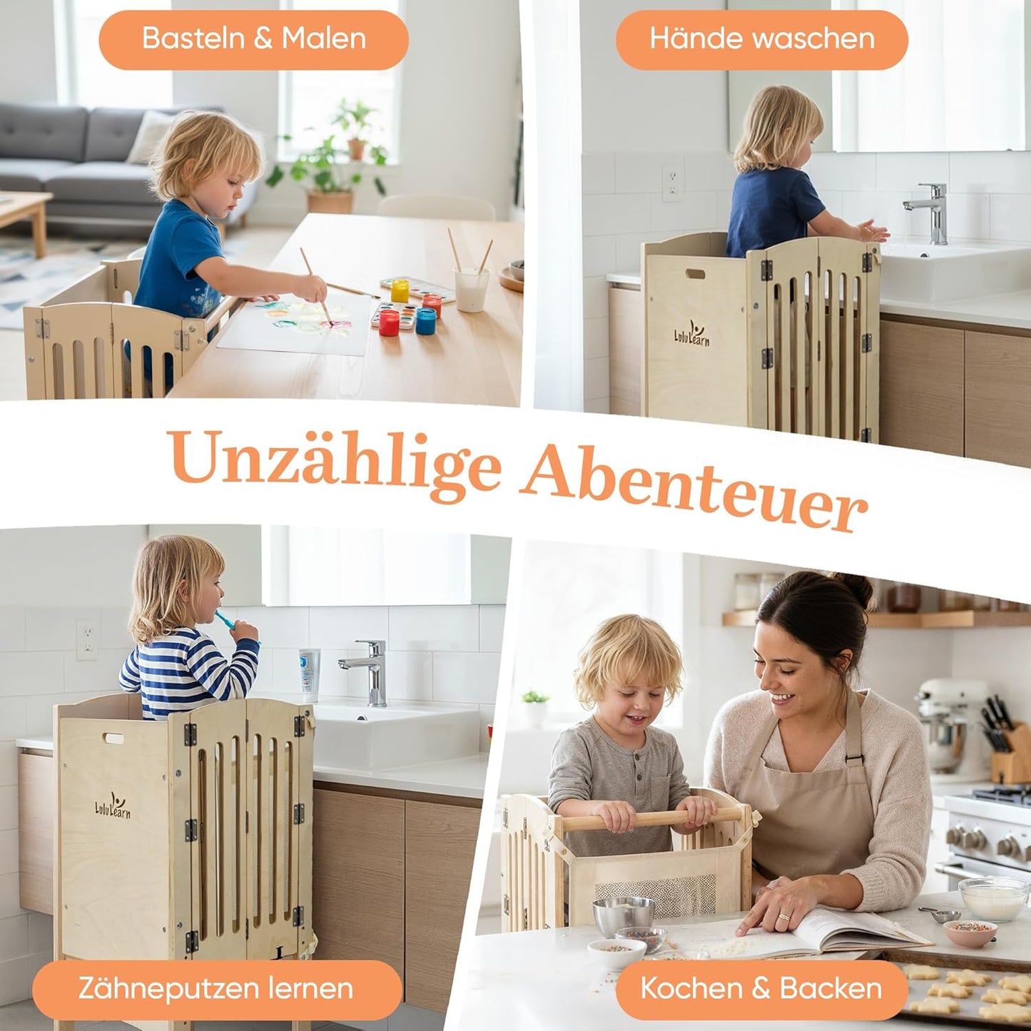 Faltbarer Lernturm ab 1 Jahr, Natural