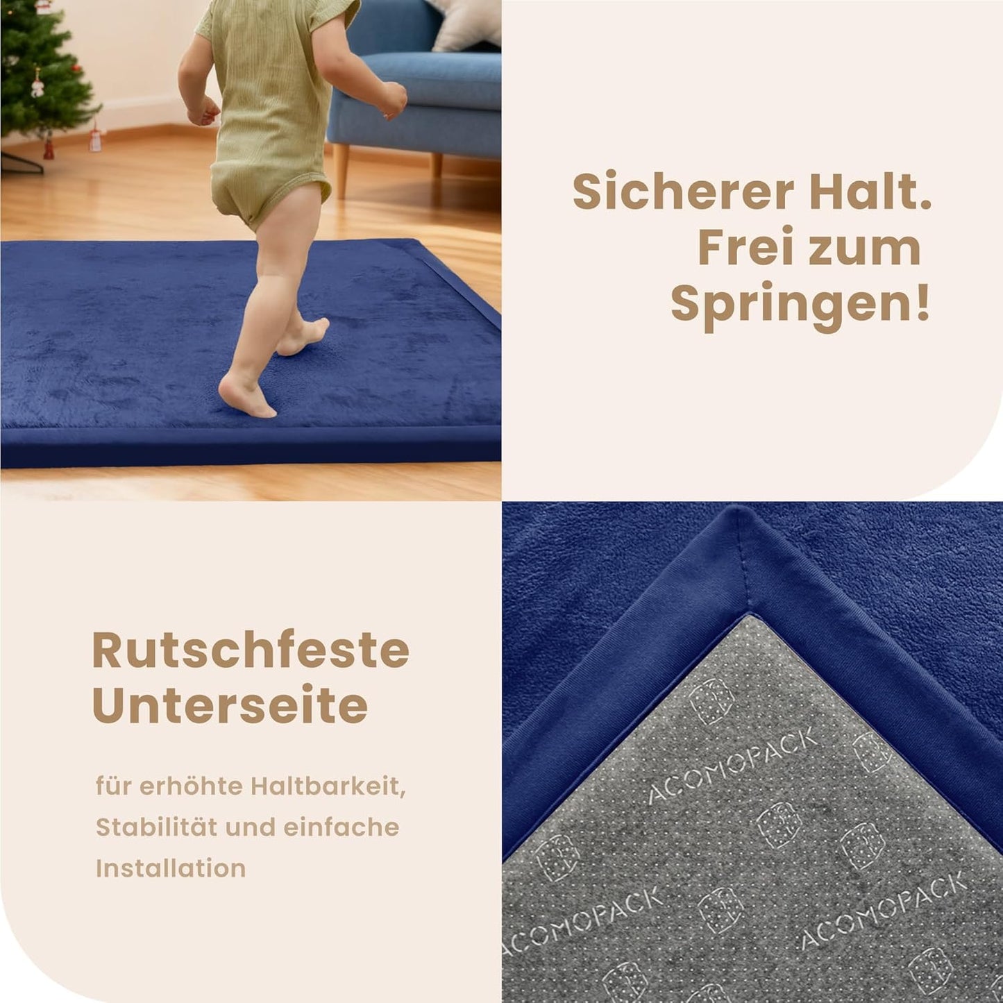 Krabbelmatte, Blau 180 x 200 x 3.5 cm