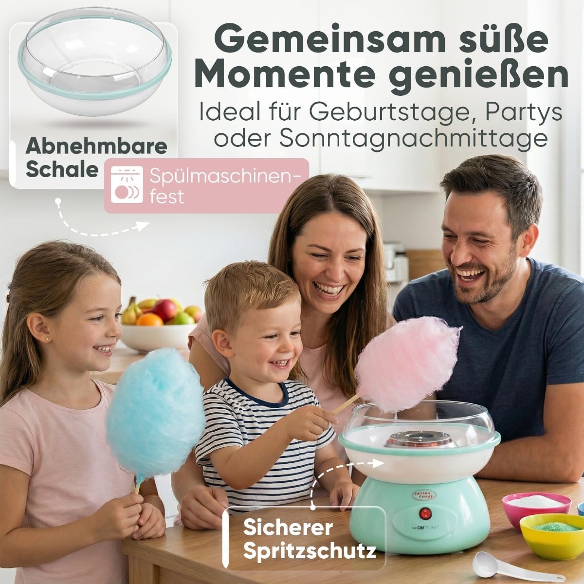 Zuckerwattemaschine ZWM 3478 mit Zubehör, Mint