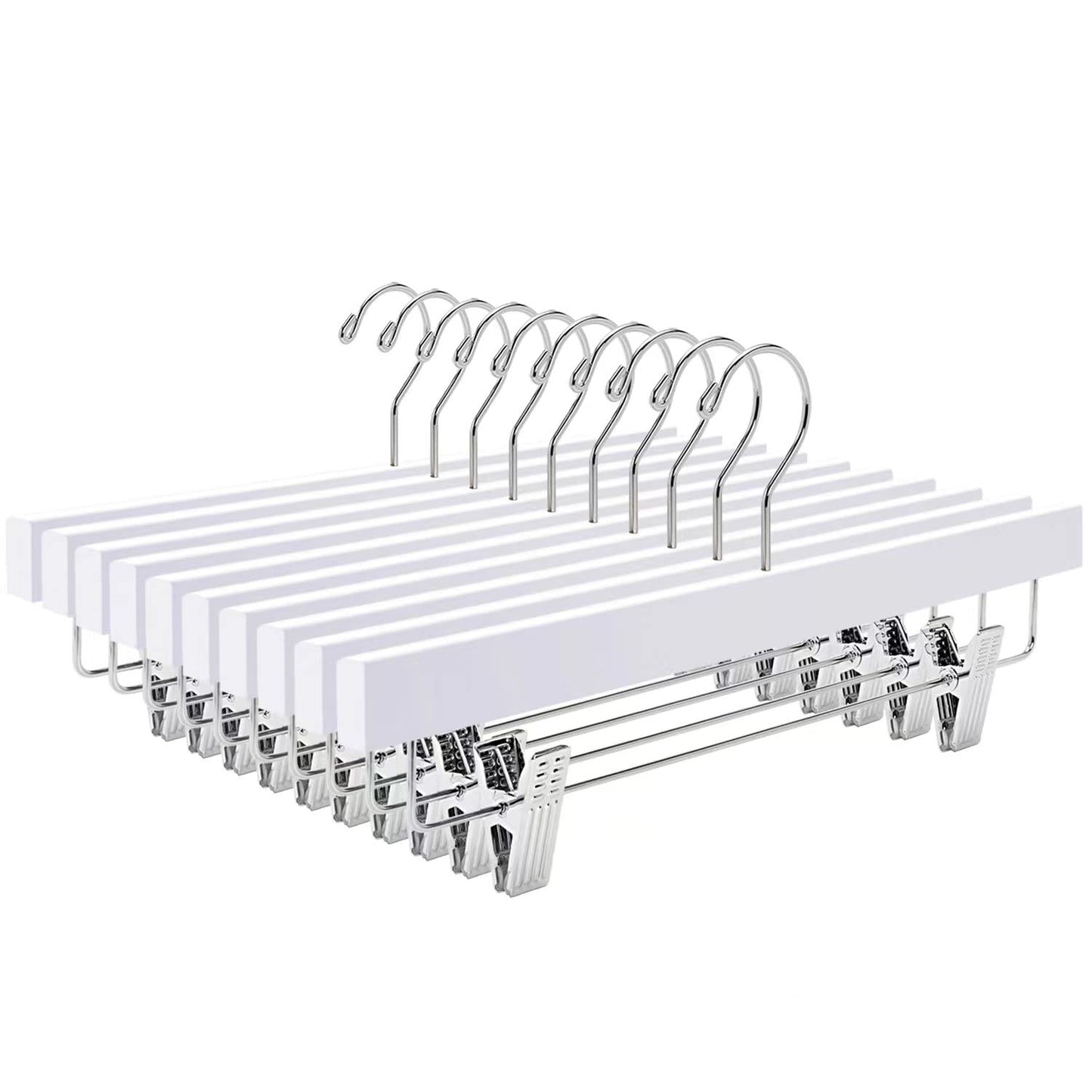 Hosenbügel mit Clips, Weiss 10