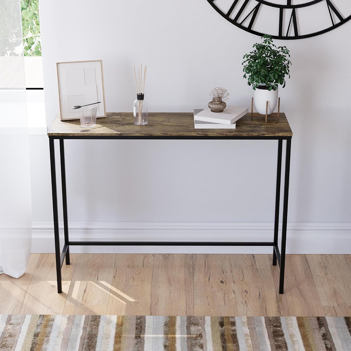 Brooklyn Konsolentisch aus Holz, ohne Schublade, Dark Wood No Drawer