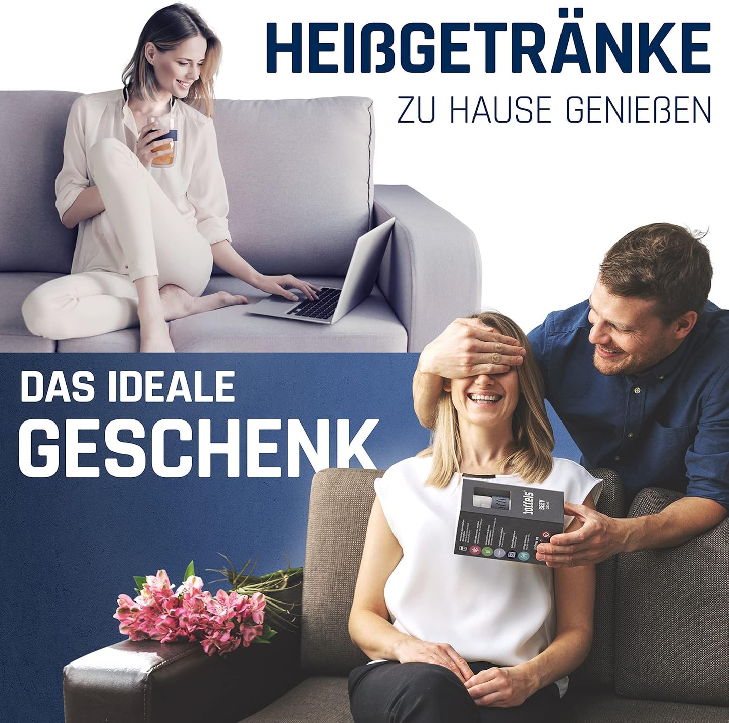 Teeglas mit Sieb und Deckel, Nachtblau