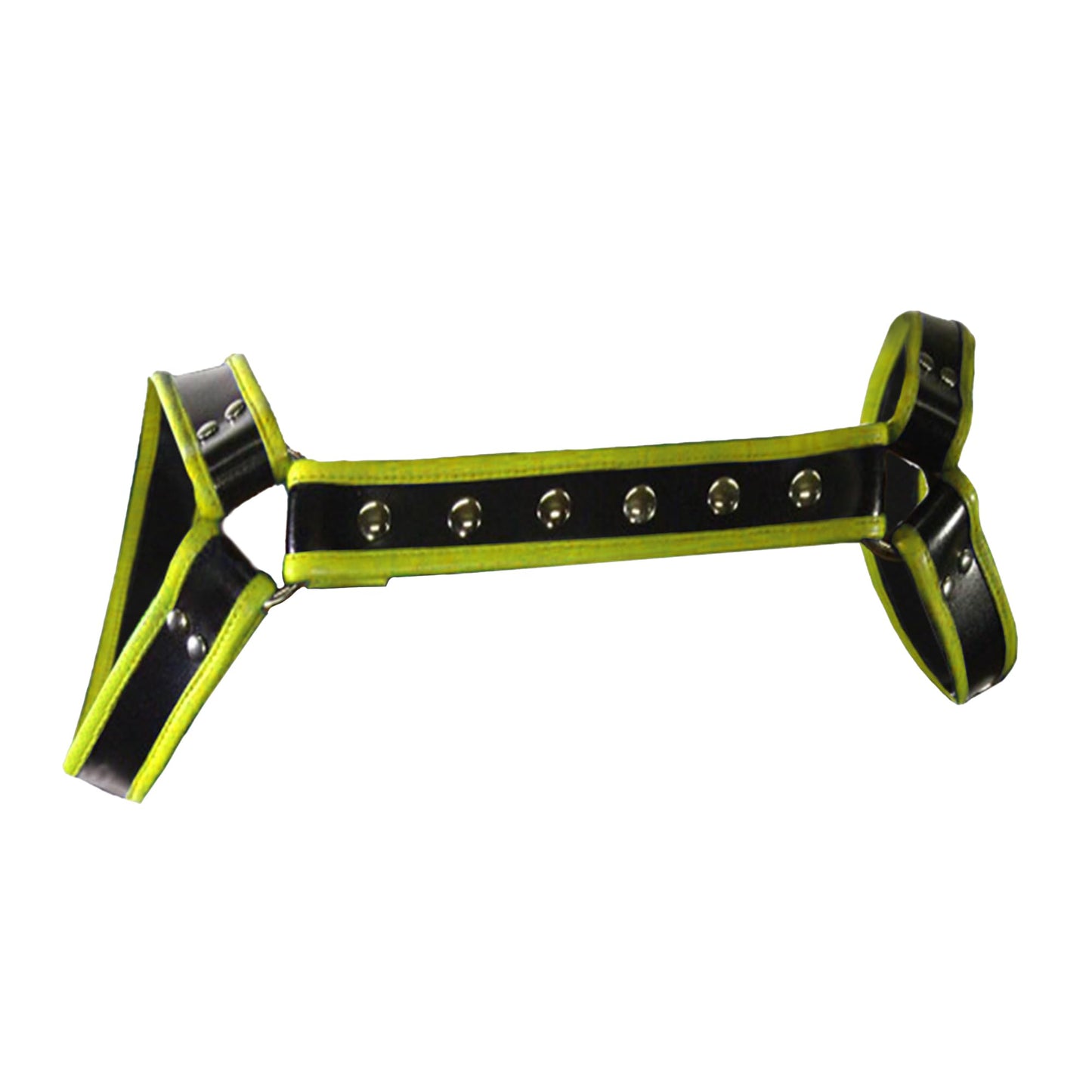 Verstellbares Leder-Harness für Herren, S Schwarz/Gelb