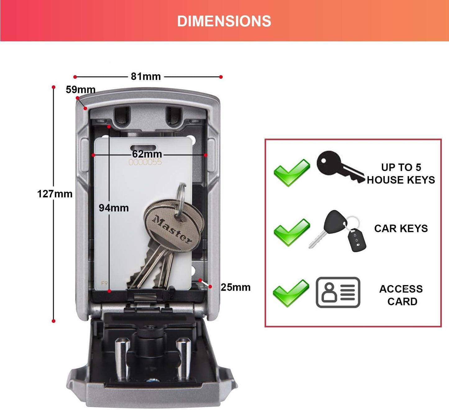 Schlüsseltresor Select Access Smart, Wandhalterung