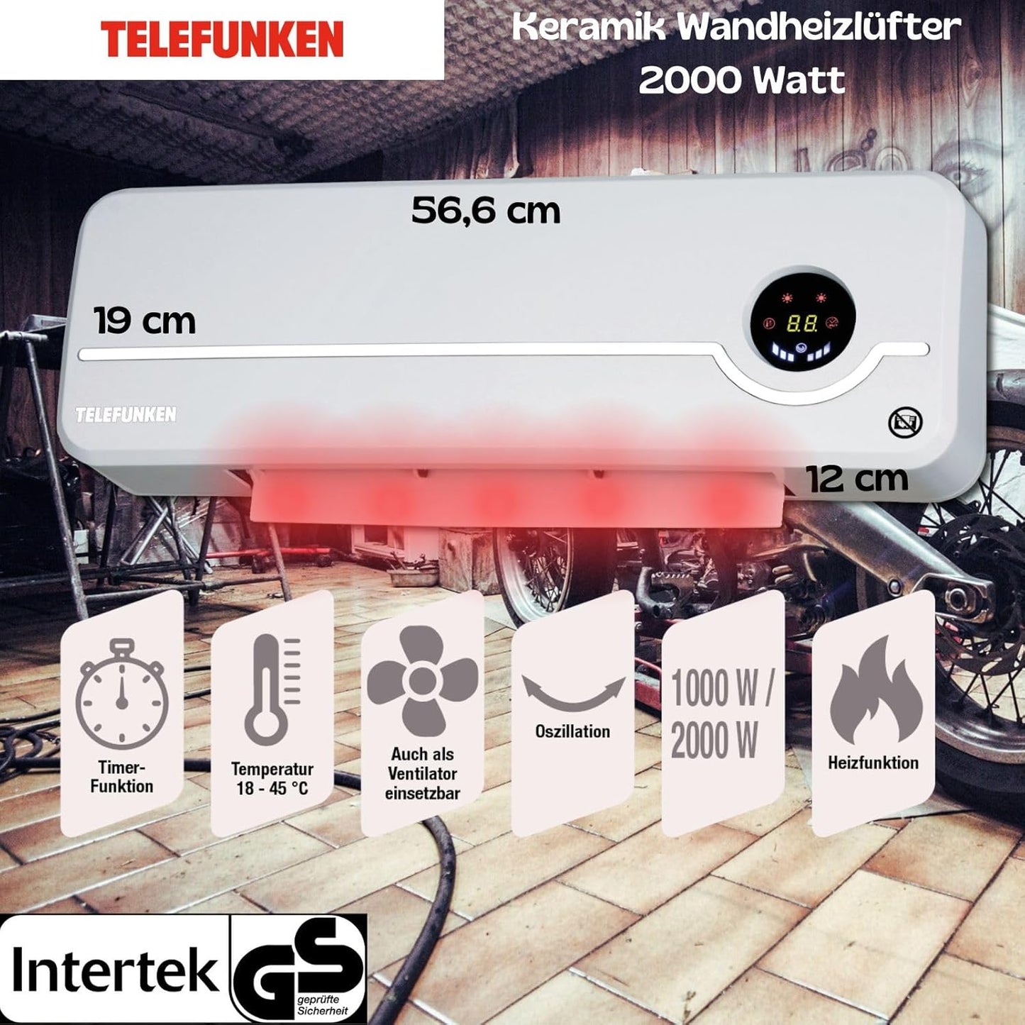 TKWH 2000 Wandheizlüfter mit Oszillationfunktion