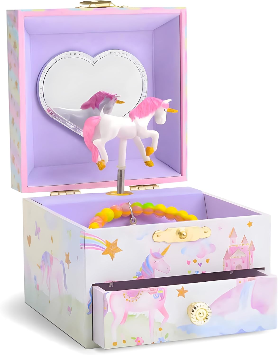 Schmuckkästchen mit Musik für Kinder, Glitzer Regenbogeneinhorn