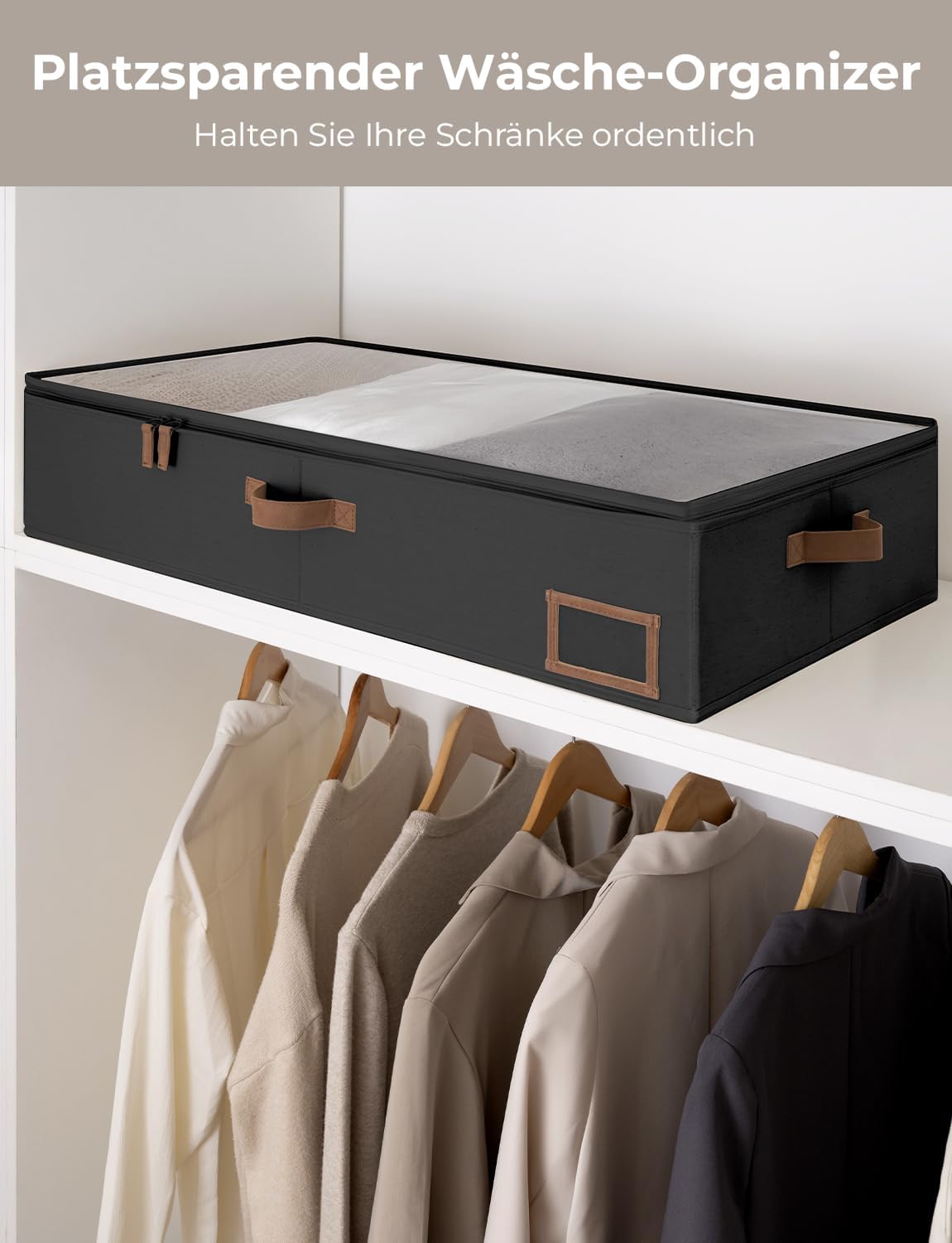 Unterbett Aufbewahrungsboxen-Set 84x43x15 cm, 84cm × 43cm × 15cm Schwarz