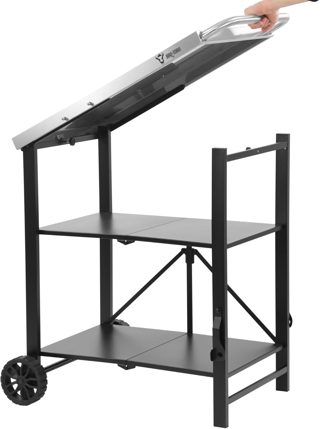 Klappbarer Grill- und Servierwagen, Silber