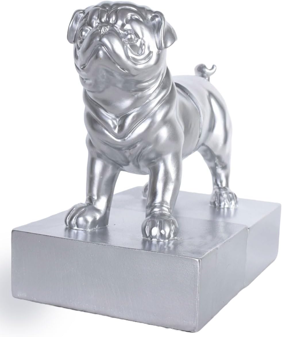 Mopsfigur Buchstützen Set (Silber)