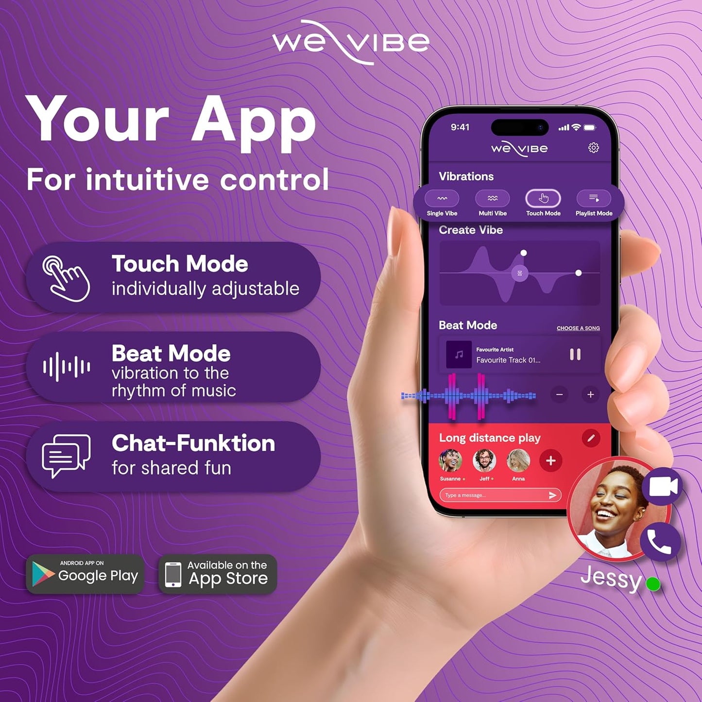 Paarvibrator Chorus mit App-Steuerung, Lila