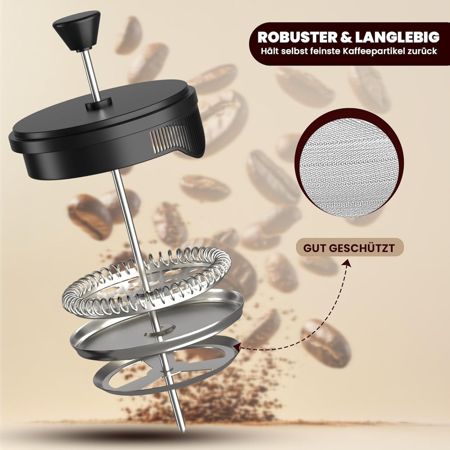French Press, 600 ml Schwarz