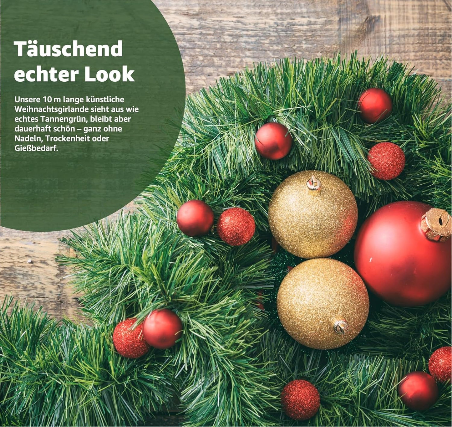 3-teiliges Weihnachtsgirlande Set, 3x grün