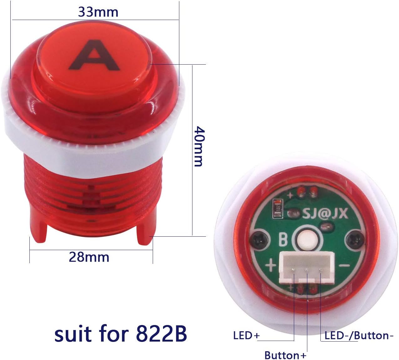 Arcade Joystick DIY Kit mit USB Encoder, red